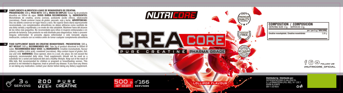CREACORE - Creatina monohidrato 200 Mesh (500g)